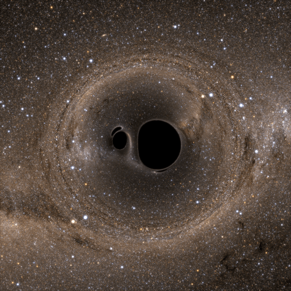 A binary black hole system, viewed from above. Image Credit: Bohn et al. (see http://arxiv.org/abs/1410.7775)