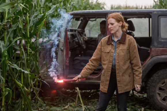 Jessica Chastain, the grown daughter of astronaut McConnaughey starts to torch the cornfields. Interstellar viewers are likely to show no sympathy to the ever present corn fields.
