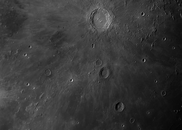 Copernicus, a huge crater near the Moon's equator, captured on Dec. 4, 2014. Credit: Ralph Smyth