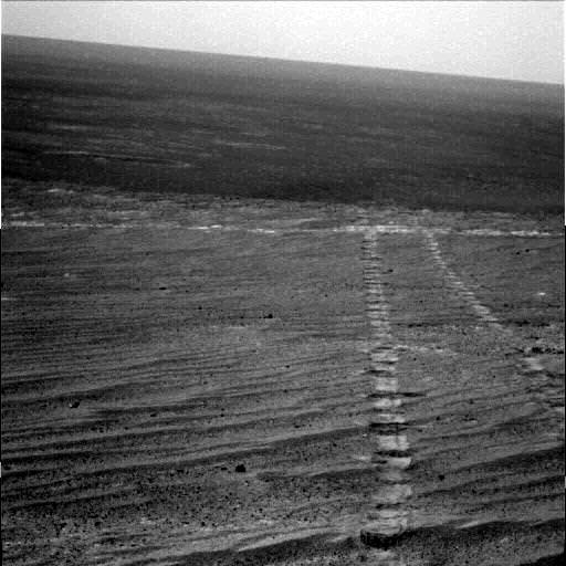 Tracks from the Opportunity Mars rover on Sol 3,861 in December 2014. Credit: NASA/JPL-Caltech/Cornell Univ./Arizona State Univ. 