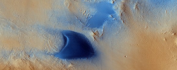 Arabia Terra, one of the dustiest regions on Mars, is filled with dunes such as this one captured by the Mars Reconnaissance Orbiter and released in December 2014. Credit: NASA/JPL/University of Arizona