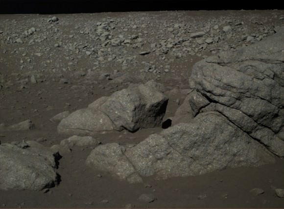 The Chang'e 3 mission's view of lunar rocks. The mission began in December 2013. Credit: Chinese Academy of Sciences