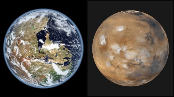 Учените успяха да преценят степента на загуба на вода на Марс, като измериха съотношението на водата и HDO от днес и преди 4,3 милиарда години.  Кредит: Кевин Гил