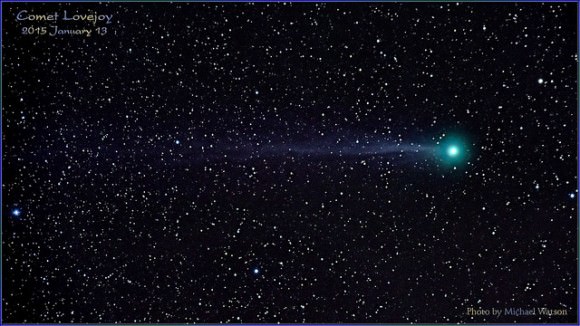 Comet Lovejoy photographed from Torrance Barrens Dark-Sky Preserve (30 km from Gravenhurst, Ontario, Canada; 200 km north of Toronto) on January 13, 2015.  Credit and copyright: Michael Watson.   