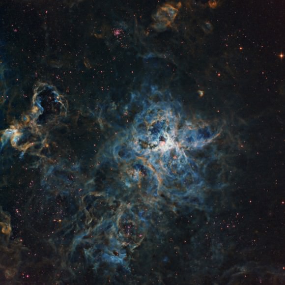 The Tarantula Nebula imaged in Ha, OIII and SII by Alan Tough on Flickr.
