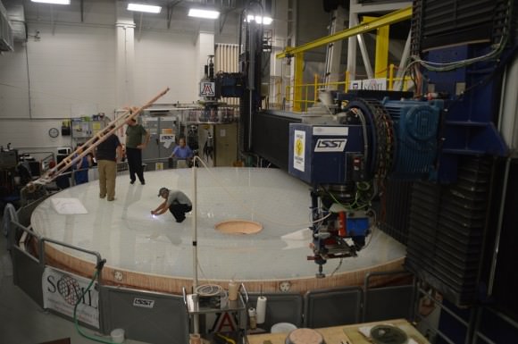 The LSST mirror in the Tuscon Mirror Lab. (Photo by author).