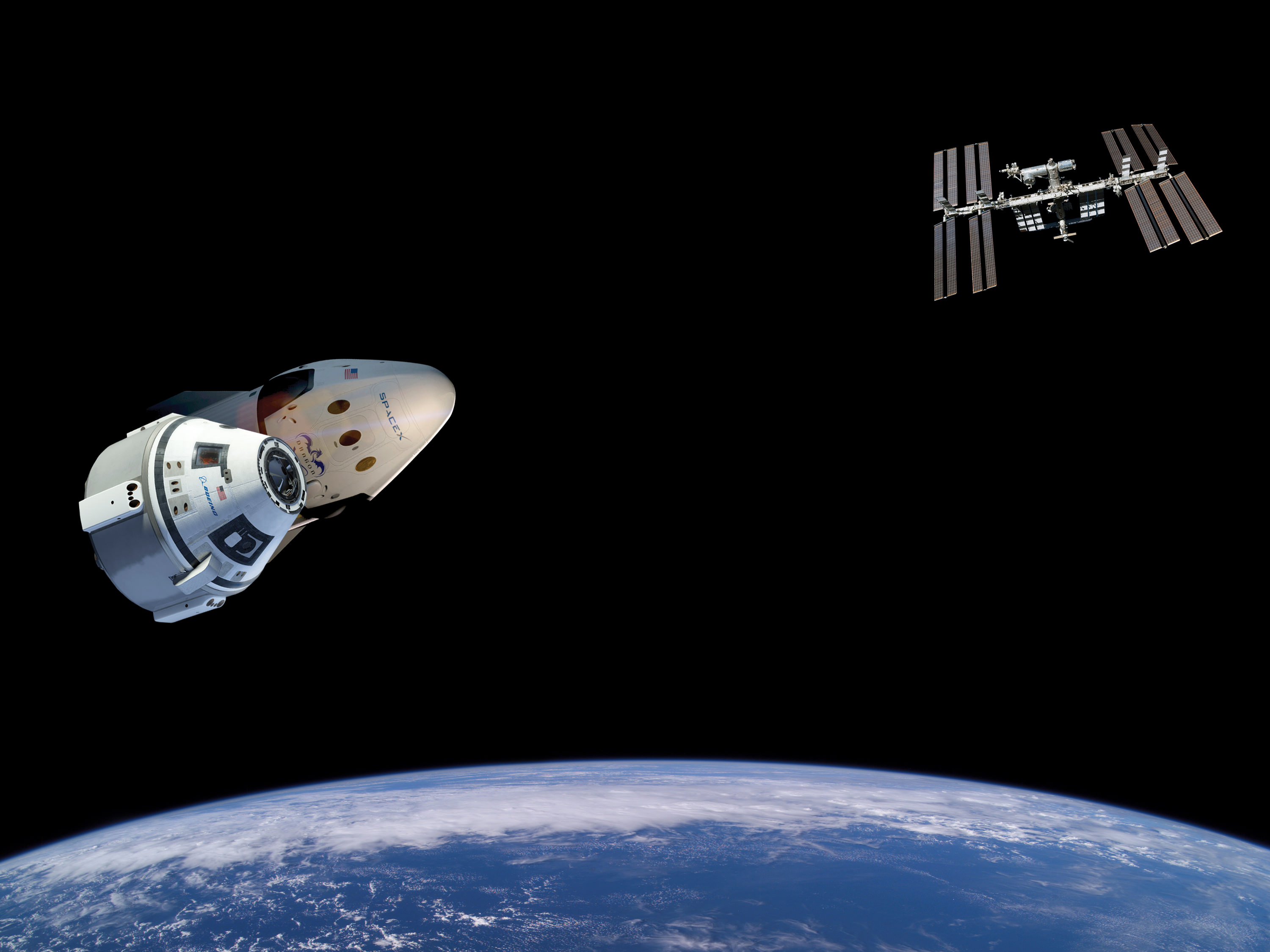 Boeing and SpaceX are building private spaceships to resume launching US astronauts from US soil to the International Space Station in 2017. Credit: NASA