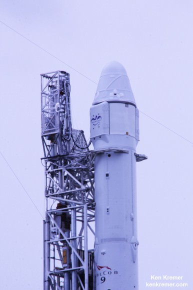 A SpaceX Falcon 9 rocket and Dragon cargo ship are set to liftoff on a resupply mission to the International Space Station (ISS) from launch pad 40 at Cape Canaveral, Florida on Jan. 6, 2015. File photo.  Credit: Ken Kremer – kenkremer.com
