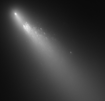 Hubble capture a sequence of images of the comet 73P/Schwassman-Wachmann 3. The comet fragmented and like 73P, Rosetta's 67P will likely breakup some day in two majore fragments with debris spreading out as in these images. The Solar wind pressure as well as any explosive force from the breakup causes the comet fragments to slowly disperse but altogether remain effectively in the same orbit. (Image Credit: NASA/Hubble)