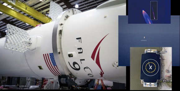 The launch of a SpaceX Falcon 9 is scheduled for Tuesday, December 5, 2015 and will include the return to Earth of the 1st stage Falcon core. Previous attempts landed the core into the Atlantic while this latest attempt will use a barge to attempt a full recovery. The successful soft landing and reuse of Falcon cores will be a major milestone in the history of spaceflight. (Photo Credits: SpaceX)
