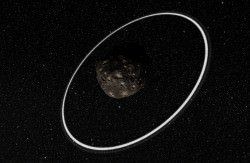 An artist's impression of the rings around Chariklo. Credit: ESO/L. Calçada/M. Kornmesser/Nick Risinger (skysurvey.org)