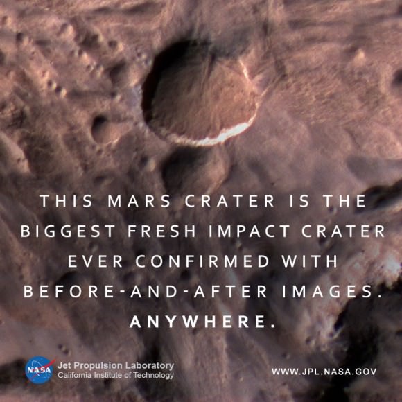 Largest new crater ever discovered. Credit: NASA/JPL