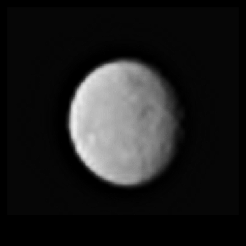 This processed image, taken Jan. 13, 2015, shows the dwarf planet Ceres as seen from the Dawn spacecraft. The image hints at craters on the surface of Ceres. Dawn's framing camera took this image at 238,000 miles (383,000 kilometers) from Ceres. Credit:  NASA/JPL-Caltech/UCLA/MPS/DLR/IDA