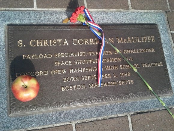 Deeply humbled to put a rose on Christa McAuliffe's plaque at the Astronaut Memorial Ceremony today 1/28/15.  A little something extra...from one educator to another. Words/Credit: Sarah McNulty 
