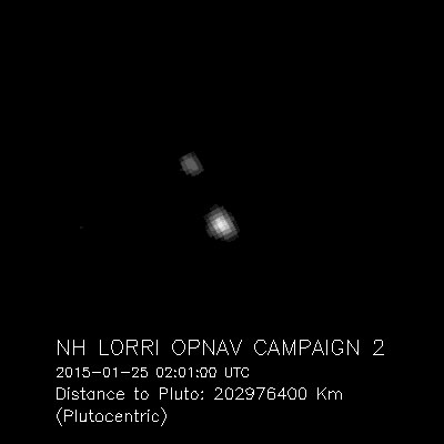 The image of Pluto and its moon Charon, taken by NASA’s New Horizons spacecraft, was magnified four times to make the objects more visible. Over the next several months, the apparent sizes of Pluto and Charon, as well as the separation between them, will continue to expand in the images. Image Credit:  NASA/JHU APL/SwRI