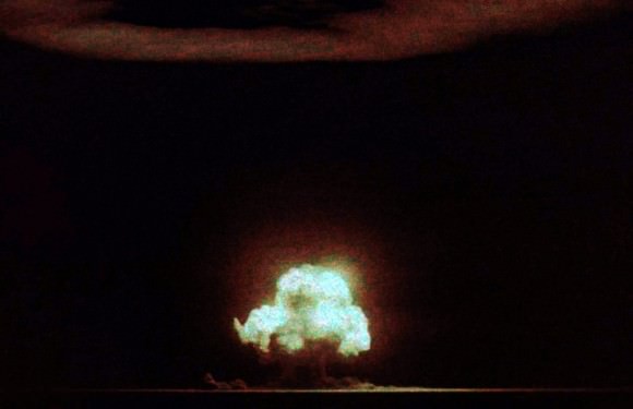 The Trinity nuclear test, July 16, 1945 Photograph by Jack Aeby of the Special Engineering Detachment, Manhattan Project, Los Alamos