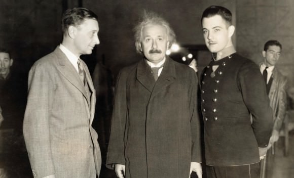 Albert Einstein with director Jacques Feyder and actor Ramon Novarro at the MGM studios in 1931. Credit: Bettmann/CORBIS