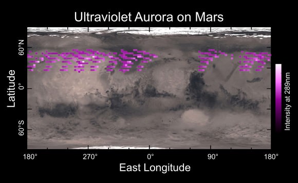 Map of the UV aurora detected on Mars in Dec. 2014 (University of Colorado)