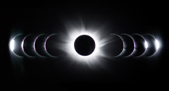 A montage of photos from the March 20, 2015 solar eclipse, captured at 14,000 meters from a jet. Credit and copyright: Guillaume Cannat.
