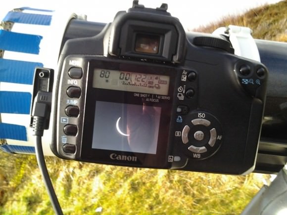 A back of the camera shot of the eclipse as seen from northern Scotland. Credit: Edwin Quail.