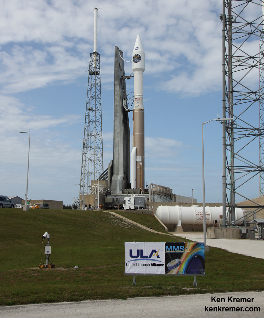 A United Launch Alliance Atlas V 421 rocket is poised for blastoff at Cape Canaveral Air Force Station's Space Launch Complex-41 in preparation for launch of NASA's Magnetospheric Multiscale (MMS) science mission on March 12, 2015.  Credit: Ken Kremer- kenkremer.com