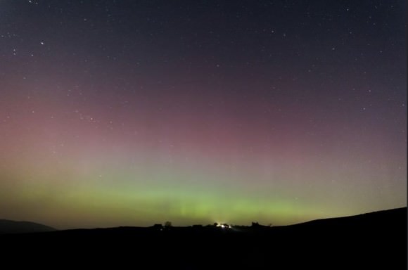 Aurora borealis as seen from Leek in Staffordshire, England on March 17, 2015. Credit and copyright:  Gareth Harding.  