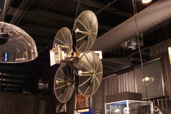 An Apollo high gain antenna, on display at the Stafford Air & Space Center, Weatherford, Oklahoma. 