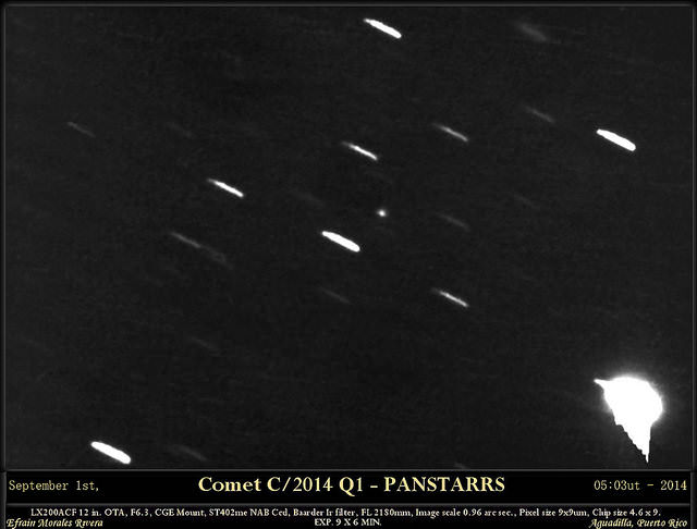 An image of Comet C/2014 Q1 PanSTARRS shortly after discovery. Credit and copyright: Efrain Morales Rivera.