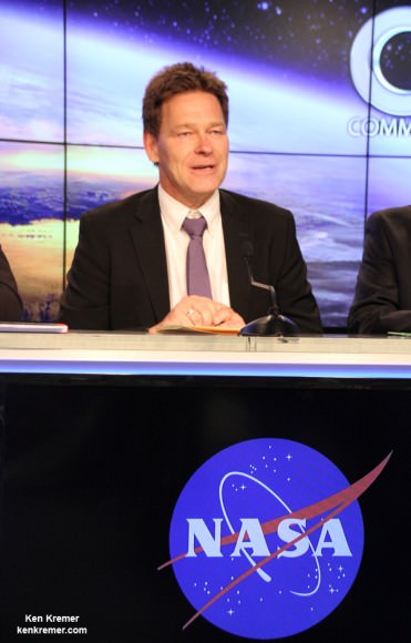 Hans Koenigsmann, vice president of Mission Assurance at SpaceX during CRS-6 mission media briefing in April 2015 at the Kennedy Space Center.  Credit: Ken Kremer/kenkremer.com 