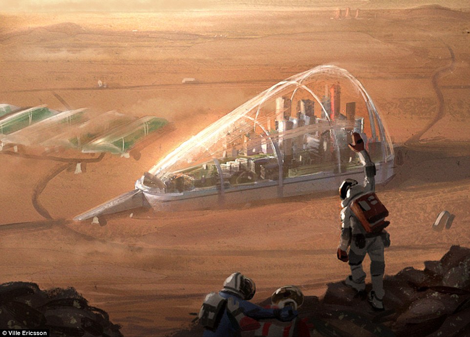 Artist's concept for a possible colony on Mars. 