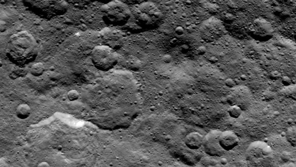 What is this - the Moon? A view of craters in Ceres' northern hemisphere from June 6, 2015. Credit: Bright Spots Shine in Newest Dawn Ceres Images VIR Image of Ceres, May 2015Bright Spots in Ceres' Second Mapping OrbitCeres' Southern Hemisphere in Survey Ceres' Northern Hemisphere in Survey Craters in the northern hemisphere of dwarf planet Ceres are seen in this image taken by NASA's Dawn spacecraft on June 6, 2015. Credit: NASA/JPL-Caltech/UCLA/MPS/DLR/IDA