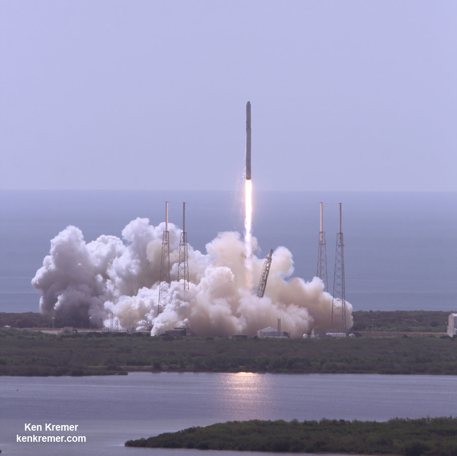 SpaceX Falcon 9 rocket exploded shortly after liftoff from Cape Canaveral Air Force Station, Florida on June 28, 2015. Credit: Ken Kremer/kenkremer.com