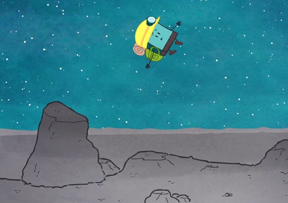 Philae spent two hours drifting above Comet 67P/C-G after its harpoons failed to anchor it to the surface. Credit: ESA