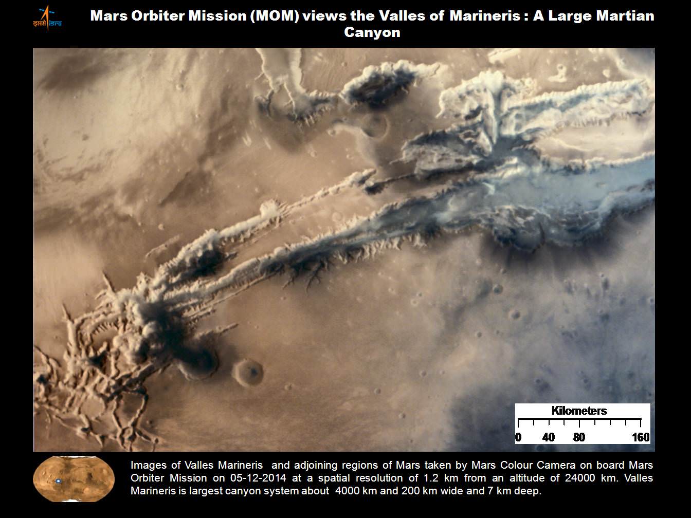 Valles Marineris from India’s Mars Mission.   Credit: ISRO