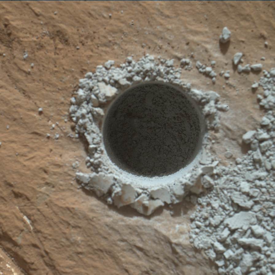 Curiosity MAHLI camera image taken of Buckskin drill hole on Sol 1060 on July 31, 2015. Credit: NASA/JPL/MSSS