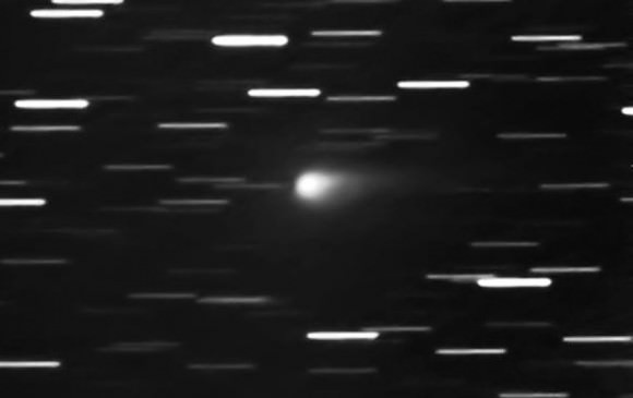 Comet 67P/Churyumov-Gerasimenko plows through a rich star field in Gemini on the morning of August 19, 2015. Photos show a short, faint tail to the west not visible to the eye in most amateur telescopes. Credit: Efrain Morales