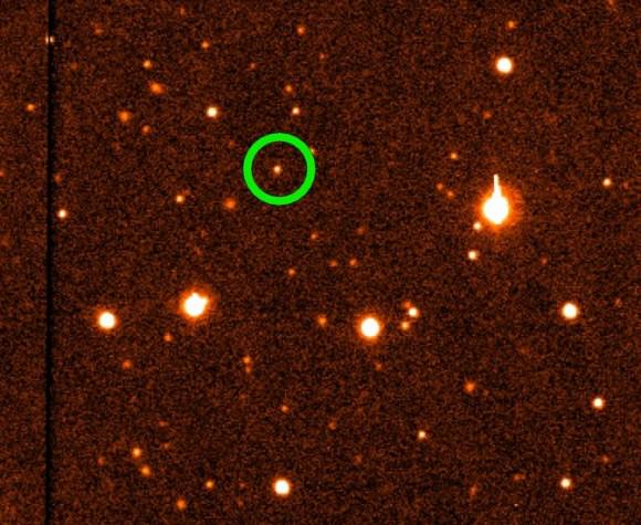 90482 Orcus. The location of Orcus is shown in the green circle (top, left). Credit: NASA