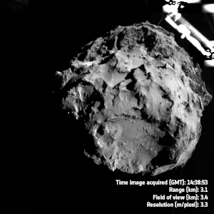 Slow animation of images taken by Philae’s Rosetta Lander Imaging System, ROLIS, trace the lander’s descent to the first landing site, Agilkia, on Comet 67P/Churyumov–Gerasimenko on November 12, 2014. Credits: ESA/Rosetta/Philae/ROLIS/DLR