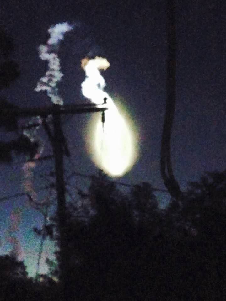 Weird exhaust trail from launch of MUOS-4 communications satellite for the US Navy atop a United Launch Alliance Atlas V rocket from Space launch Complex-41 at Cape Canaveral Air Force Station, FL on Sept. 2, 2015 by Titusville, FL  resident Ashley Crouch. Credit: Ashley Crouch