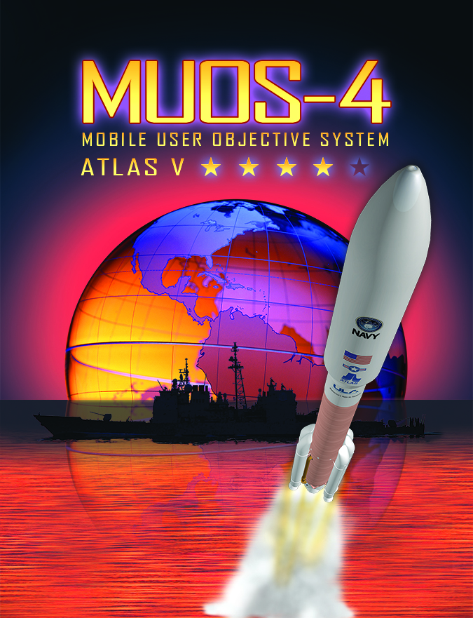 MUOS-4 satellite artwork.  Credit: US Navy/ULA