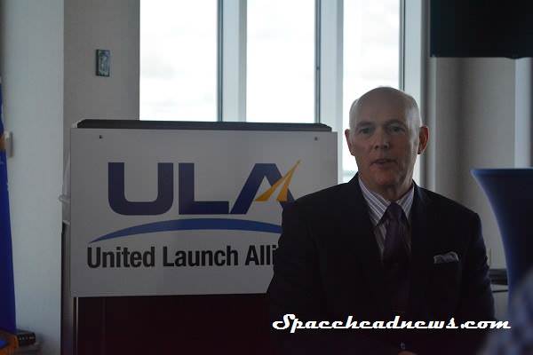 ULA President and CEO Tory Bruno speaks after 100th ULA launch on Oct. 2, 2015.  Credit: Spaceheadnews.com 