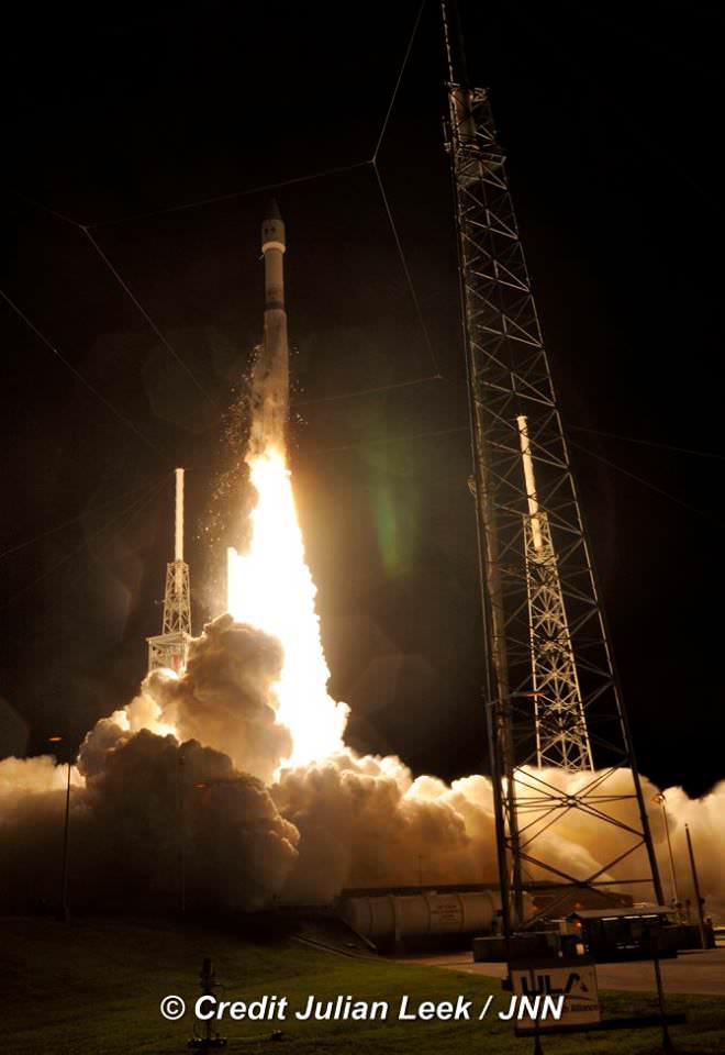 United Launch Alliance (ULA) Atlas V rocket carrying the Morelos-3  mission for Mexico lifts off from Space Launch Complex 41 on Cape Canaveral Air Force Station, Florida at 6:28 a.m. EDT, Oct. 2, 2015.  Credit: Julian Leek