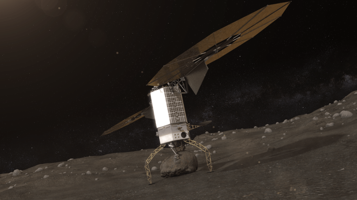 Artists concept of NASA’s Asteroid Redirect Robotic Mission capturing an asteroid boulder before redirecting it to a astronaut-accessible orbit around Earth's moon.  Credits: NASA