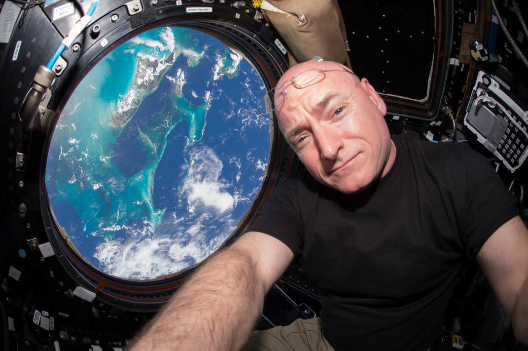 Scott Kelly, U.S. astronaut and commander of the current Expedition 45 crew, broke the US record for time spent in space on Oct. 16, 2015. Credit: NASA 