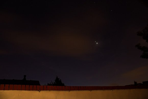 Conjunction of Venus, Jupiter & Mars on the morning of  Monday Oct. 26, 2015. Credit and copyright: Holly Roberts. 