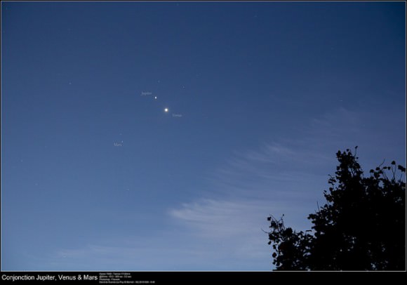 Planetary conjunction of Jupiter, Venus and Mars as seen from Search Results     Map of Le Puy Saint-Bonnet, 49300 Cholet, France     Le Puy Saint-Bonnet, 49300 Cholet, France     Le Puy-Saint-Bonnet in France on October 26, 2015. Credit and copyright: David de Cueves. 