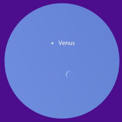The crescent Moon will be near Venus all day Thursday for the Americas until it sets in late afternoon, making for a great opportunity to catch sight of the planet in the middle of the day. This binocular view is for noon CDT Oct. 8 when the planet lies just shy of 2 from the Moon. Source:: Stellarium
