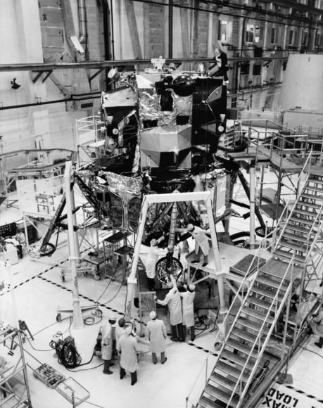 The Lunar Module for the Apollo 17 mission undergoes final checkout in the Manned Spacecraft Operations Building prior to mating to the Saturn V launch vehicle. November 3, 1972. Credit: NASA.