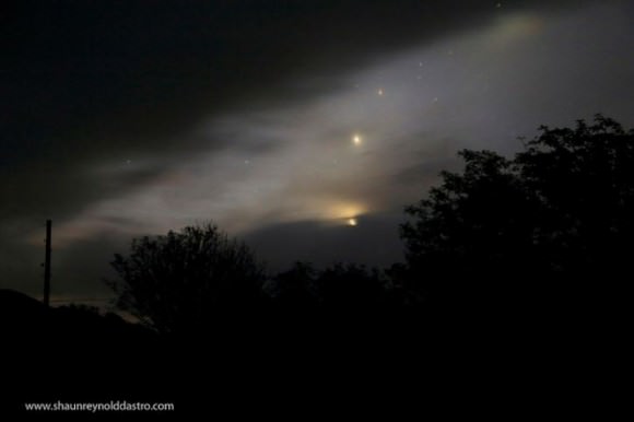 A spooky planetary conjunction of Venus, Jupiter and Mars on October 10, 2015 on the Isle of Mull, Scotland. Credit and copyright: Shaun Reynold.  