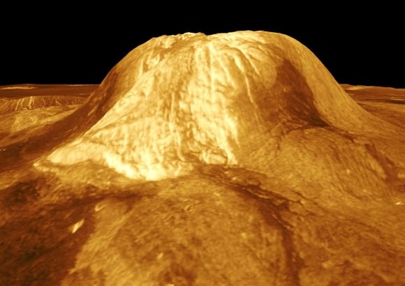  Three-dimensional simulation of Gula Mons captured by the Magellan Synthetic Aperture Radar (SAR) combined with radar altimetry. Credit: NASA/JPL